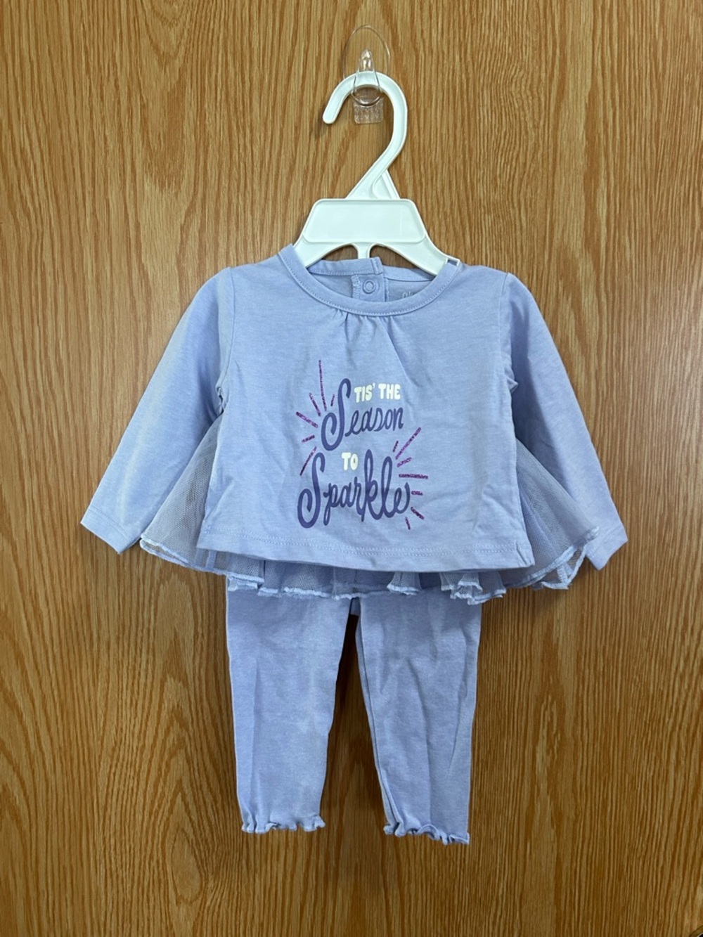 New 2pc Purple “Tis the Season to Sparkle” Shirt & “Tutu” Pants Set